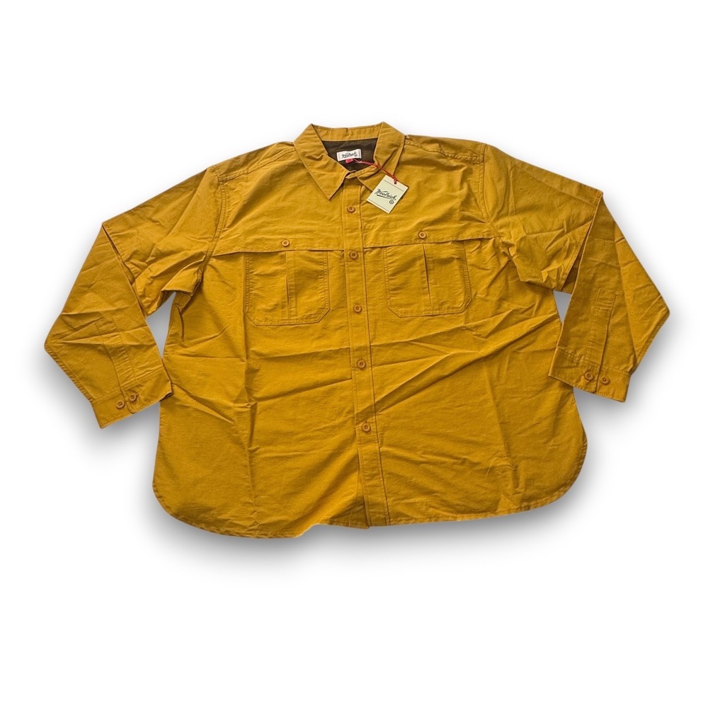 Woolrich x Target Mens XL Mustard Yellow Utility Fishing Shirt Mesh Lined NWT